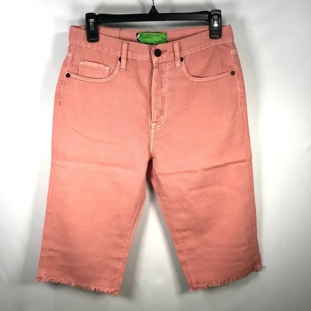 Free People Jorts 25 Pink Bermuda Raw Cut Off Baggy Soft Shorts Beach Festival